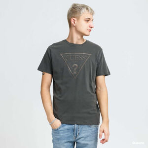GUESS M Embroidered Triangle Logo Tee Dark Grey