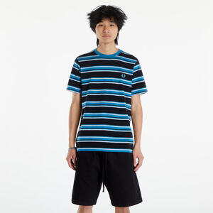 FRED PERRY Stripe T-Shirt Black/ Light Smoke/ Ocean