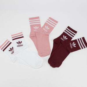 Ponožky adidas Originals 3 Pack Mid Cut Crew Socks bílé / růžové / vínové