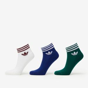adidas Originals Trefoil Ankle Socks 3-Pack White/ Dark Green/ Victory Blue