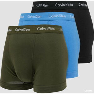 Calvin Klein 3Pack Trunks Cotton Stretch olivové / světle modré / černé