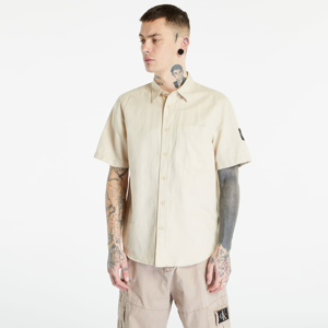 Pánská košile CALVIN KLEIN JEANS Linen Short Sleeve Shirt Classic Beige