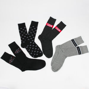 Ponožky CALVIN KLEIN JEANS Mens 4Pack Giftbox Socks černé / melange šedé