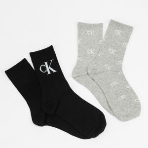 Ponožky CALVIN KLEIN JEANS Womens 2Pack Allover Monogram Socks černé / melange šedé