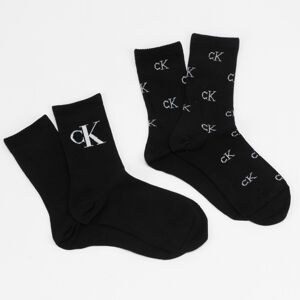 Ponožky CALVIN KLEIN JEANS Womens 2Pack Allover Monogram Socks černé