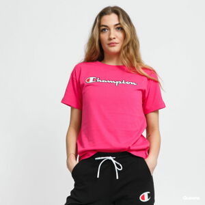 Dámské tričko Champion Vintage Script Logo Crew Neck T-Shirt tmavě růžové