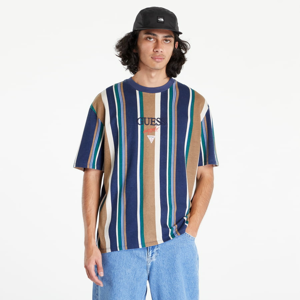 Tričko s krátkým rukávem GUESS Bryson Vertical Stripe Tee Modré/ Hnědé/ Zelené