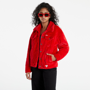 Podzimní bunda GUESS Faux Fur Jacket Red