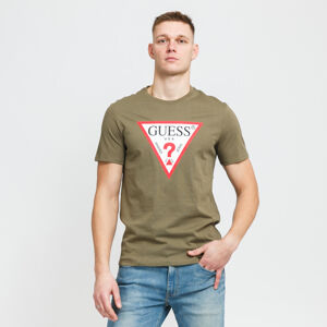 Tričko s krátkým rukávem GUESS M Triangle Logo Tee olivové