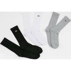 Ponožky LACOSTE 3Pack Crew Cut Socks černé / bílé / melange šedé