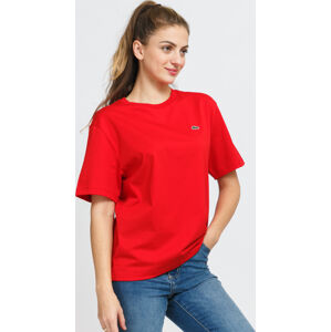 Dámské tričko LACOSTE W Crew Neck Premium Cotton T-shirt červené