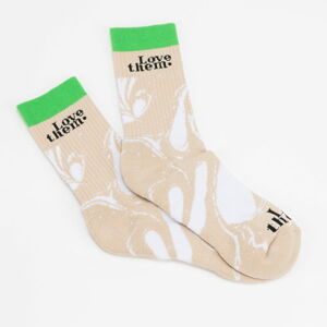 Ponožky LOVE THEM Socks Oil Patern béžové / bílé