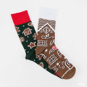 Ponožky Many Mornings The Gingerbread Man Socks tmavě zelené / hnědé / červené / bílé