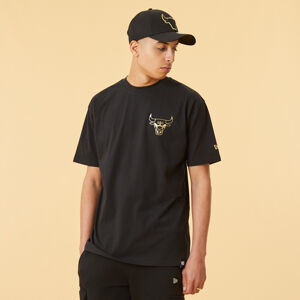Tričko s krátkým rukávem New Era Chicago Bulls Metallic Print Black T-Shirt černé