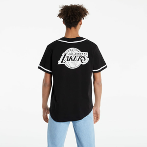 Tričko s krátkým rukávem New Era Los Angeles Lakers Distressed Logo Button Up Tee Black