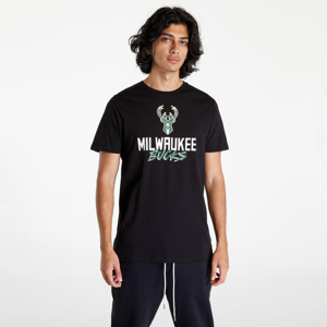 Tričko s krátkým rukávem New Era NBA Script Tee Milwaukee Bucks Black