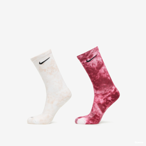 Ponožky Nike Everyday Plus Cushioned Tie-Dye Crew Socks 2-Pack růžové/vínové