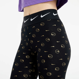 Legíny Nike Sportswear W Printed High-Waisted Leggings Black/ Metallic Gold