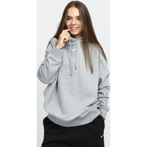 Dámská mikina Nike Oversized Fleece Hoodie Dk Grey Heather/ Base Grey/ White