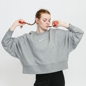 Dámská mikina Nike Women's Oversized Fleece Crew Sweatshirt Dk Grey Heather/ Base Grey/ White