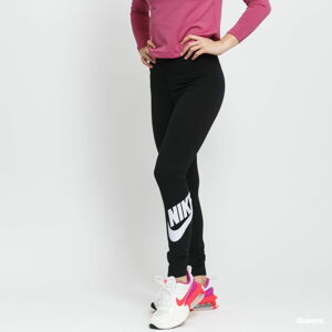 Dámské kalhoty Nike NSW Essential Women's High-Waisted Logo Leggings Black/ White