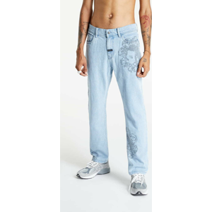 Kalhoty PLEASURES Special Printed Denim Pant modré
