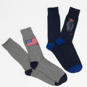 Ponožky Polo Ralph Lauren 2Pack Bear Crew Socks navy / melange šedé