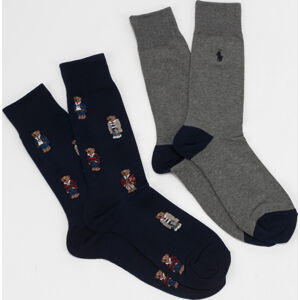Ponožky Polo Ralph Lauren 2Pack Bear Quad Crew navy / melange tmavě šedé