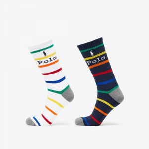 Ponožky Polo Ralph Lauren Stripes Crew Sock 2 Pairs bílé/ navy