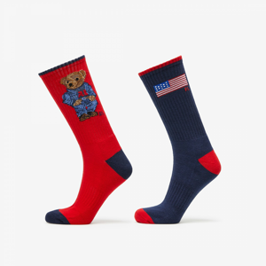 Ponožky Polo Ralph Lauren USA Bear Socks 2 Pairs červené/ navy