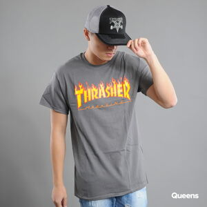 Tričko s krátkým rukávem Thrasher Flame Logo tmavě šedé