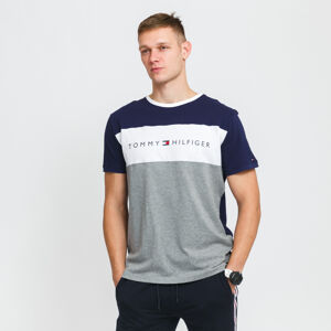 Tričko s krátkým rukávem Tommy Hilfiger CN SS Tee Logo Flag tmavě modré / melange šedé / bílé