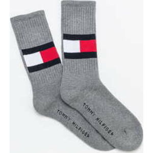 Ponožky Tommy Hilfiger TH Jeans Flag Socks melange tmavě šedé