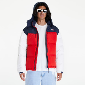 Pánská zimní bunda TOMMY JEANS TJM Alaska Colour-Blocked Padded  Jacket Navy/Červená/Bílá