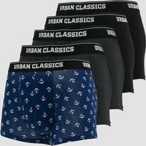 Urban Classics Boxer Shorts 5-Pack černé / tmavě šedé / navy