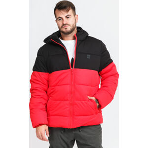 Pánská zimní bunda Urban Classics Hooded 2-Tone Puffer Jacket červená / černá