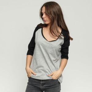 Dámské tričko Urban Classics Ladies 3/4 Contrast Raglan Grey/ Black