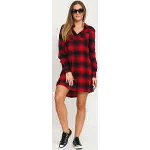 Šaty Urban Classics Ladies Check Shirt Dress červené / navy