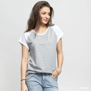 Dámské tričko Urban Classics Ladies Contrast Raglan Tee melange šedé / bílé
