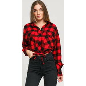 Dámská košile Urban Classics Ladies Short Oversized Check Shirt červená / černá