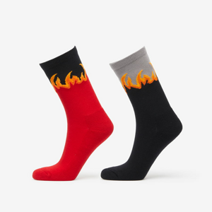 Ponožky Urban Classics Long Flame Socks 2-Pack Red/ Black