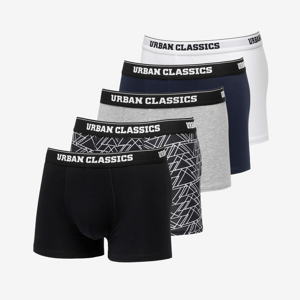 Urban Classics Organic Boxer Shorts 5-Pack Tron Aop/White/Grey/Navy/Black