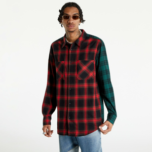 Pánská košile Urban Classics Oversized Mix Check Shirt červená/černá