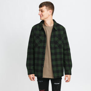 Podzimní bunda Urban Classics Padded Check Flannel Shirt Green / Black