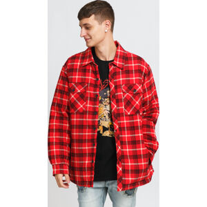 Podzimní bunda Urban Classics Plaid Quilted Shirt Jacket Red
