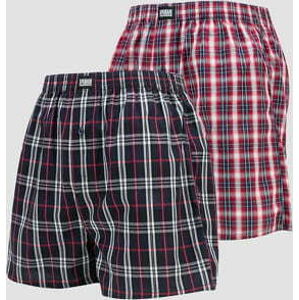 Urban Classics Woven Plaid Boxer Shorts 2-Pack navy / červené / bílé