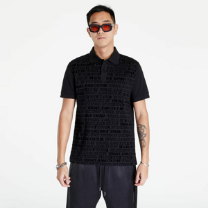 Tričko s krátkým rukávem Versace Jeans Couture R Print Flock Logo Polo T-Shirt Black